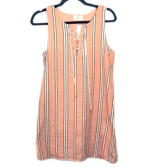 EVERLY Pink Striped Shift Dress - NWT - Picture 1 of 5